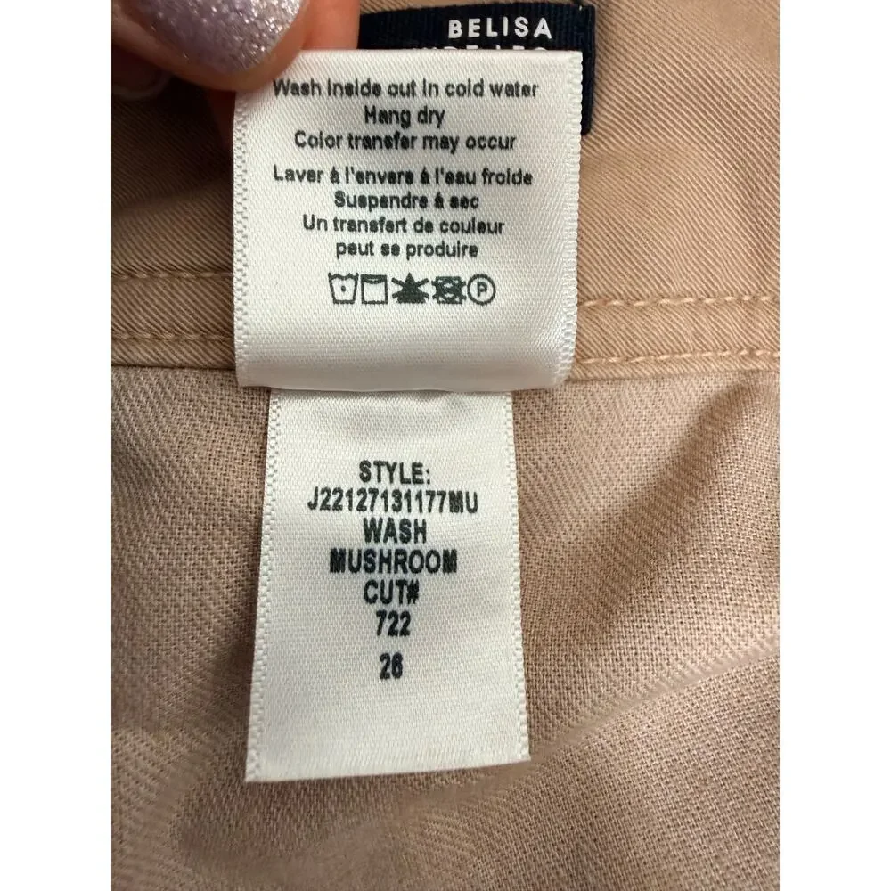 Veronica Beard Women’s Belisa Wide Leg High Rise Jeans Pants Wash Mushroom Sz 26